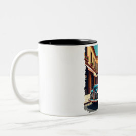 Mug met vintage auto uit de jaren 40 tweekleurige koffiemok