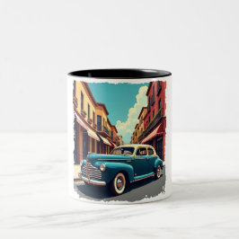Mug met vintage auto uit de jaren 40 tweekleurige koffiemok