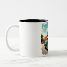 Mug met vintage auto uit de jaren 40 tweekleurige koffiemok