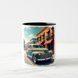 Mug met vintage auto uit de jaren 40 tweekleurige koffiemok