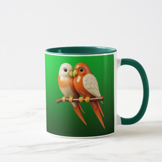 Mug met vogelkoppel. mok (Rechts)