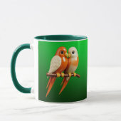 Mug met vogelkoppel. mok (Links)
