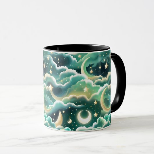 Mug - Mint Green Celestial Moon Mok (Voorkant rechts)