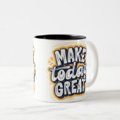 Mug naar inspiratie van "MAKE today GREAT" Tweekleurige Koffiemok (Voorkant rechts)