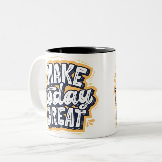 Mug naar inspiratie van "MAKE today GREAT" Tweekleurige Koffiemok (Voorkant links)