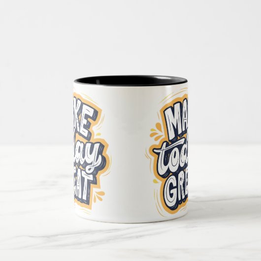 Mug naar inspiratie van "MAKE today GREAT" Tweekleurige Koffiemok (Center)