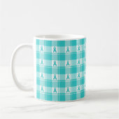 Mug Ovarian Cancer Awareness Plaid, Teal Ribbon Koffiemok (Links)