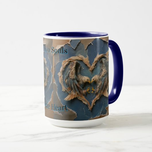 Mug Paper Cut Eagle Two Souls One Heart Mok (Voorkant rechts)
