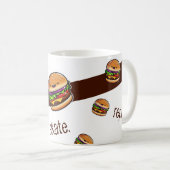 Mug patroon burger kawaii "eat skate repeat" koffiemok (Voorkant rechts)