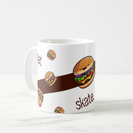 Mug patroon burger kawaii "eat skate repeat" koffiemok