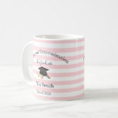 Mug Pink & White Stripe Graduate 2026 Koffiemok (Voorkant links)