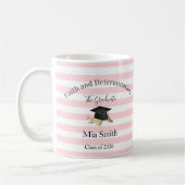 Mug Pink & White Stripe Graduate 2026 Koffiemok (Links)