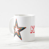 Mug - Rainbow Colored Stars and Initial Koffiemok (Voorkant links)