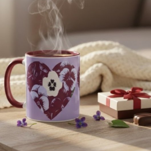 Mug Saint-Valentin "Cœur de Violettes"  Mok
