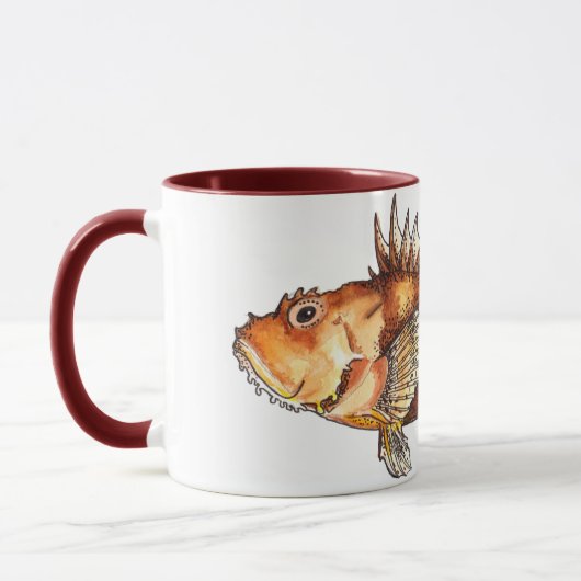 Mug Scorpionfish Art, realistic illustration Mok (Links)