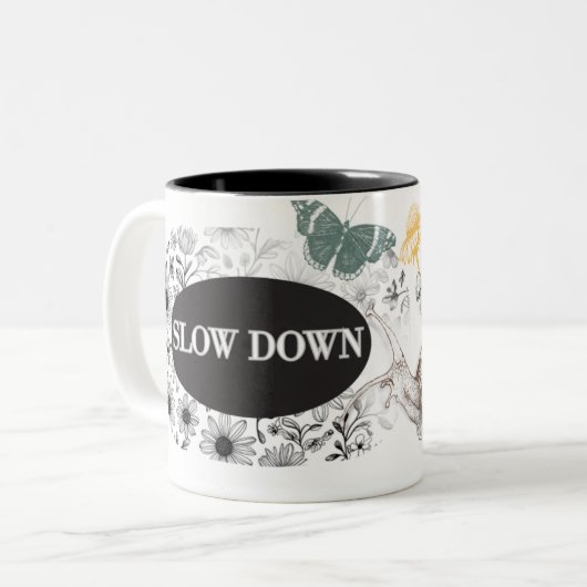 MUG SLOW DOWN THEME MUG FOR COFFEE TWEEKLEURIGE KOFFIEMOK (Voorkant links)