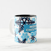 Mug Snowflake Pattern with Merry Christm Tweekleurige Koffiemok (Voorkant links)