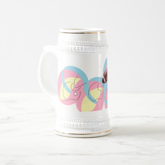 Mug Stein : Voetbal in beweging . Bierpul (Voorkant links)