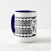 Mug Tribal Ethnic Bleu Marine Mok (Voorkant links)