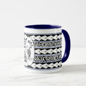 Mug Tribal Ethnic Bleu Marine Mok (Voorkant rechts)