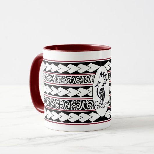 Mug Tribal Ethnic Bordeaux Mok (Voorkant links)