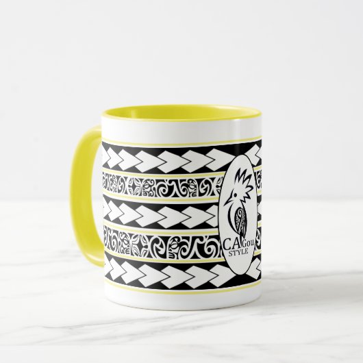 Mug Tribal Ethnic Jaune Mok (Voorkant links)