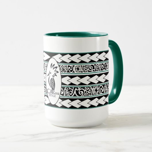 Mug Tribal Ethnic Vert Chasseur Mok (Voorkant rechts)