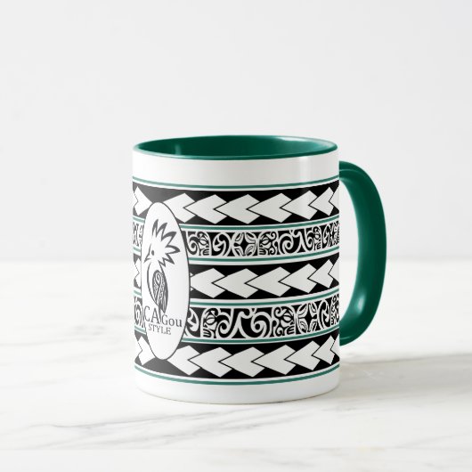 Mug Tribal Ethnic Vert Chasseur Mok (Voorkant rechts)