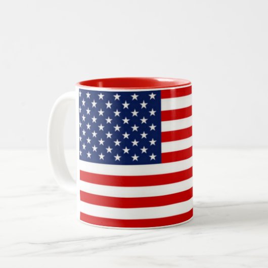 Mug USA Flag Tweekleurige Koffiemok (Voorkant links)