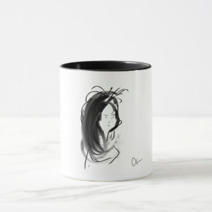 Mug Visie van een vrouw met lange haren Mok