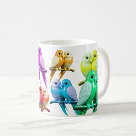 Mug vogels geperst met felle kleuren, koffiemok