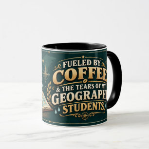 Mug voor aardrijkskundeleraar: koffie, tranen en k mok