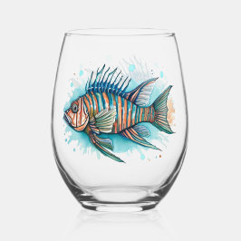 Mug - Watercolor Series: Lionfish Wijnglas Zonder Voet