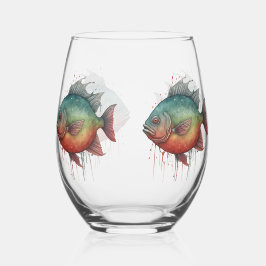 Mug - Watercolor Series: Piranha Wijnglas Zonder Voet