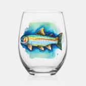 Mug - Watercolor Series: Trout/Salmon Wijnglas Zonder Voet (Achterkant)