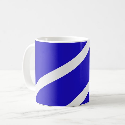 Mug – White Lines on Blue Koffiemok (Voorkant links)