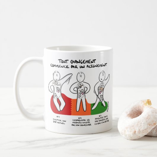 Mug "Wijzigen begint met Uitlijning" Koffiemok (Met donut)