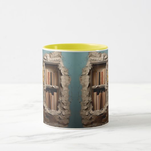 Mug with a book design mok (Midden)