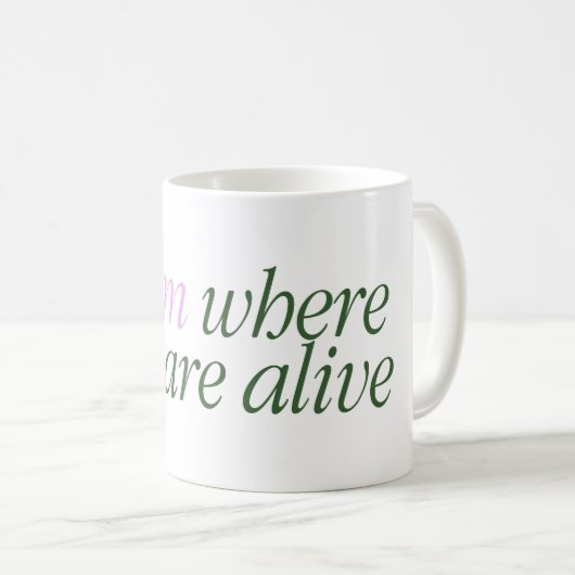 Mug with a text Bloom where are you alive Koffiemok (Voorkant rechts)