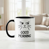 Mug with Cat, good morning, grumpy cat Tweekleurige Koffiemok