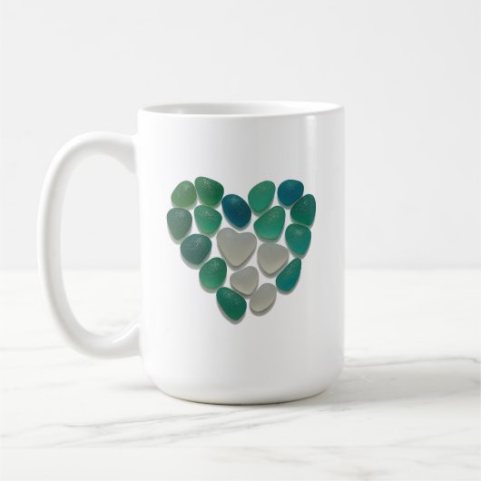 Mug with coastal theme sea glass koffiemok (Links)