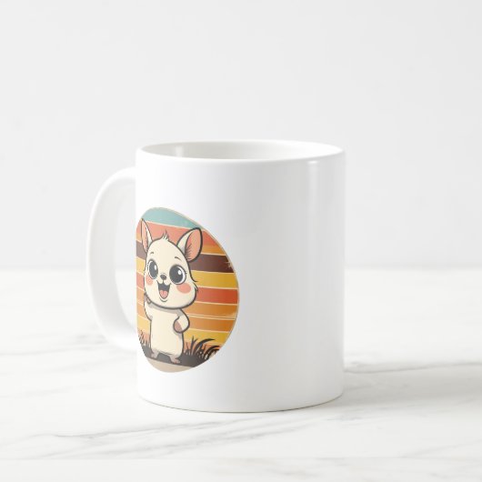 Mug with Cute Cartoon Animal in Retro Sunset Koffiemok (Voorkant links)
