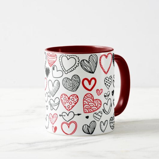 Mug with hearts as a gift for mum mok (Voorkant rechts)