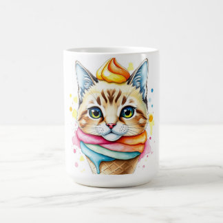 Mug with ice-cream and cat koffiemok