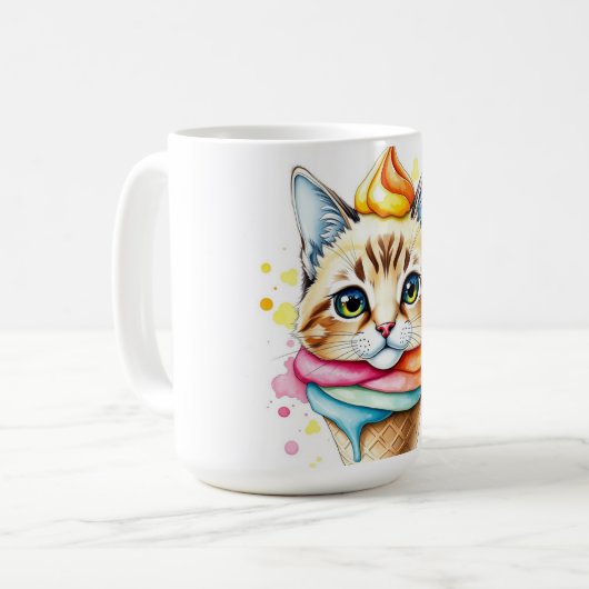 Mug with ice-cream and cat koffiemok (Voorkant links)