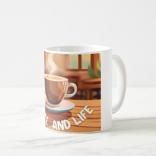 Mug with personalized photo (Coffee and life) Koffiemok (Voorkant rechts)