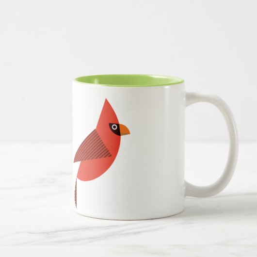 mug with red cardinal bird gift tweekleurige koffiemok (Rechts)