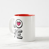 Mug with the word LOVE Tweekleurige Koffiemok (Voorkant links)