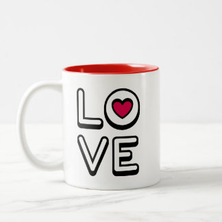 Mug with the word LOVE Tweekleurige Koffiemok