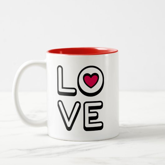 Mug with the word LOVE Tweekleurige Koffiemok (Links)
